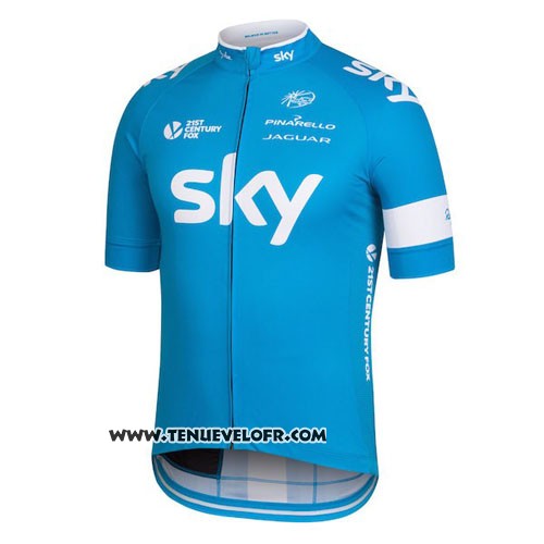 2016 Maillot Ciclismo Sky Azur et Blanc Manches Courtes et Cuissard
